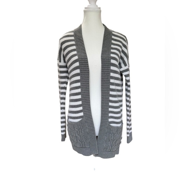 Express Grey & White Striped Cardigan | Size S - Picture 4 of 6